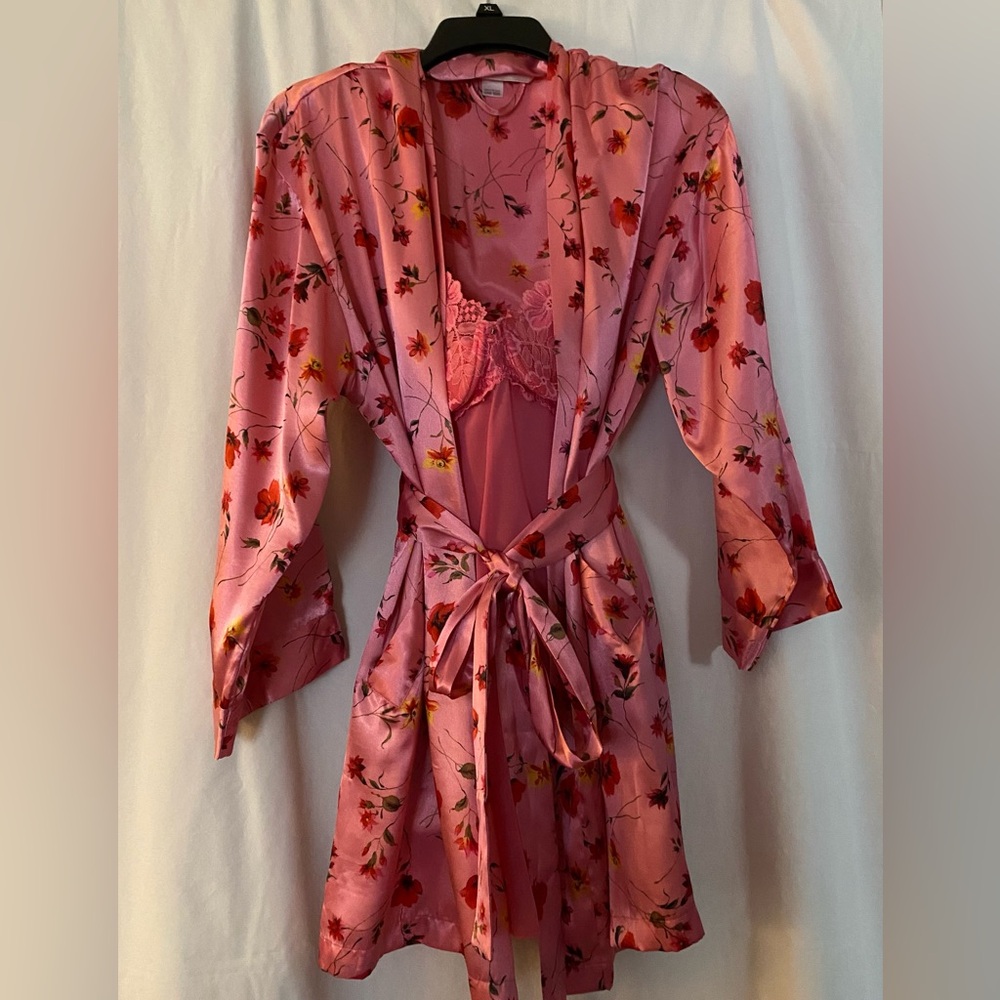 Cute floral silky robe
